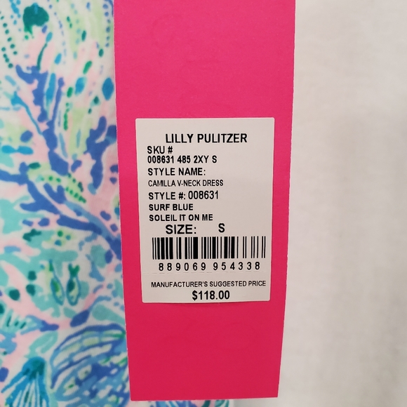 NEW Lilly Pulitzer Camilla Dress Small Surf Blue Soleil‎ Pom Pom Ruffle Easter S - Picture 7 of 14